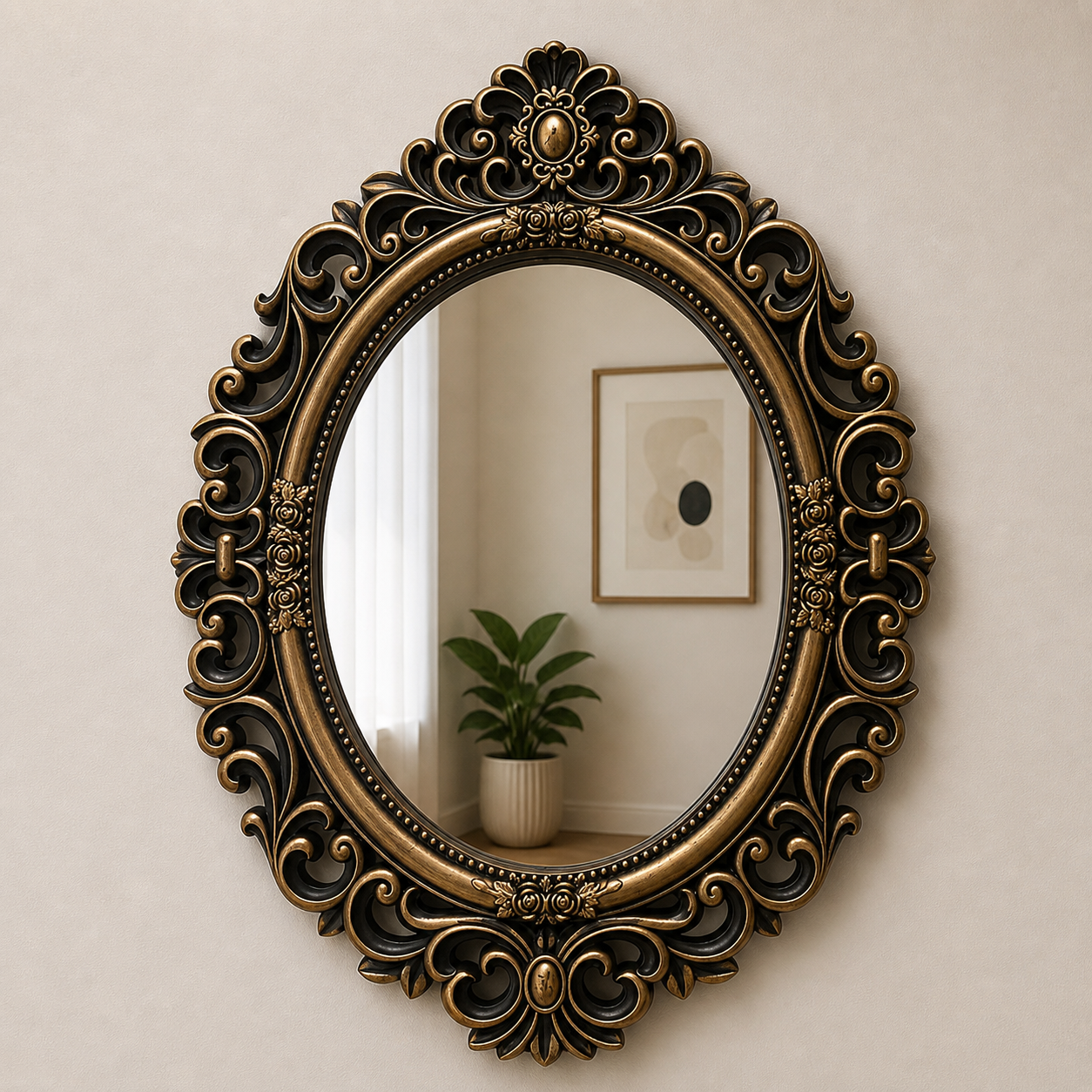 Luxury Design Antique Color Wall Mirror-Golden