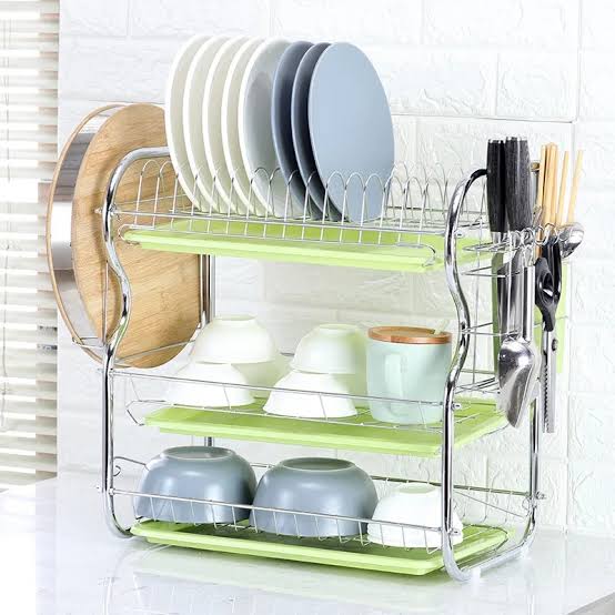 3 Layer Dish Drainer Rack with Tray