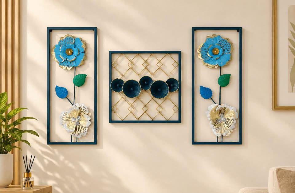 3-Piece Metal Wall Art Set – Modern Luxury Wall Décor for Home