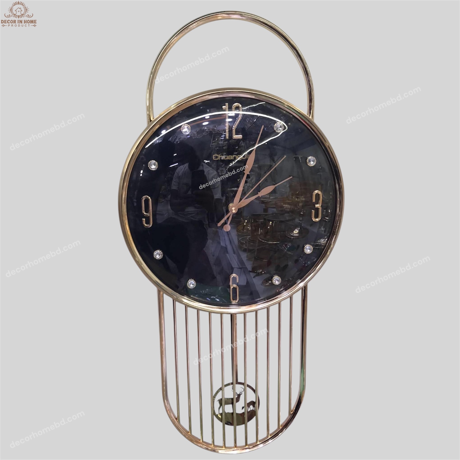 Luxury Black & Gold Pendulum Wall Clock – Elegant Modern Decorative Clock