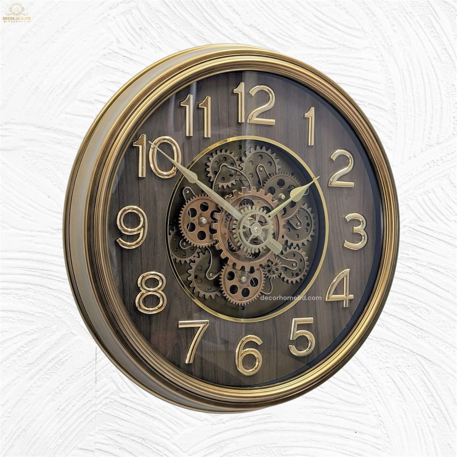 Luxury Golden Gear Wall Clock – Vintage Industrial Design