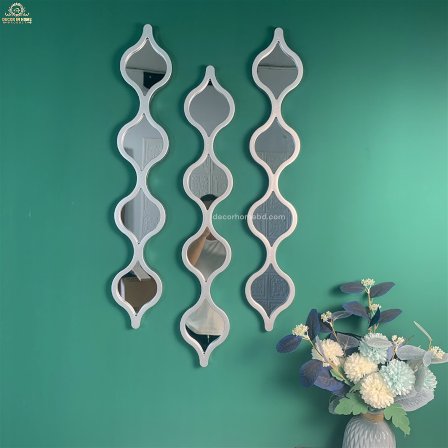 Luxury Silver Color Geometric Wall Mirror Set of 3 – Modern Decorative Mirrors