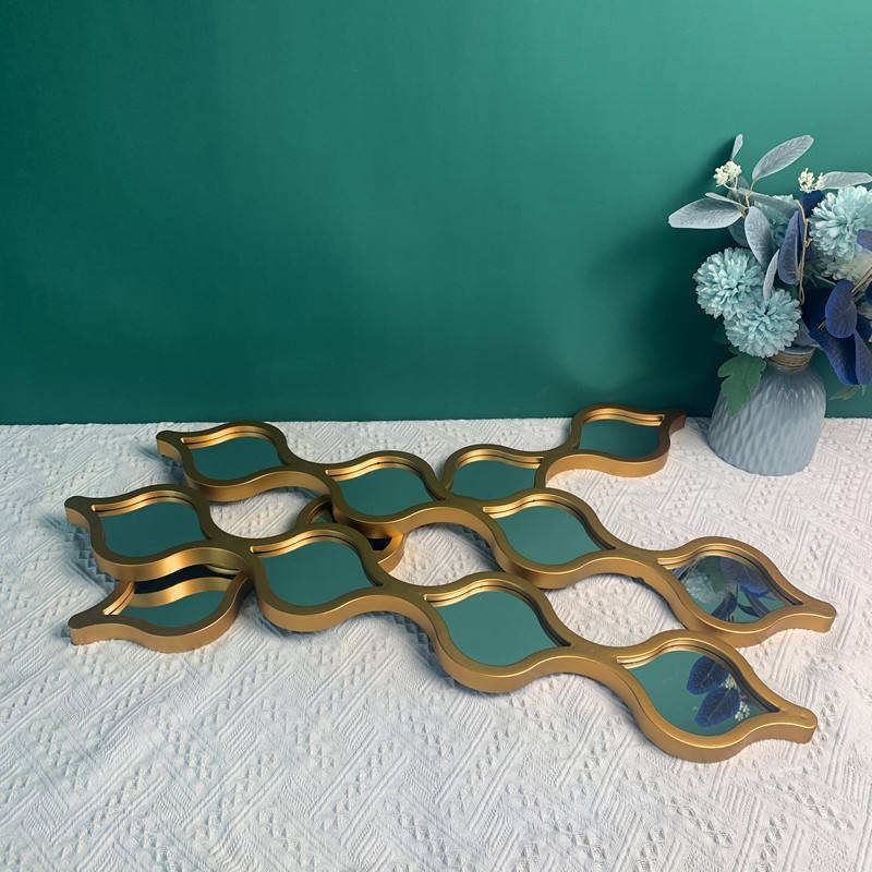 Luxury Golden Geometric Wall Mirror Set of 3 – Modern Decorative Mirrors