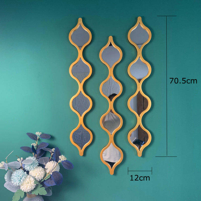 Luxury Golden Geometric Wall Mirror Set of 3 – Modern Decorative Mirrors