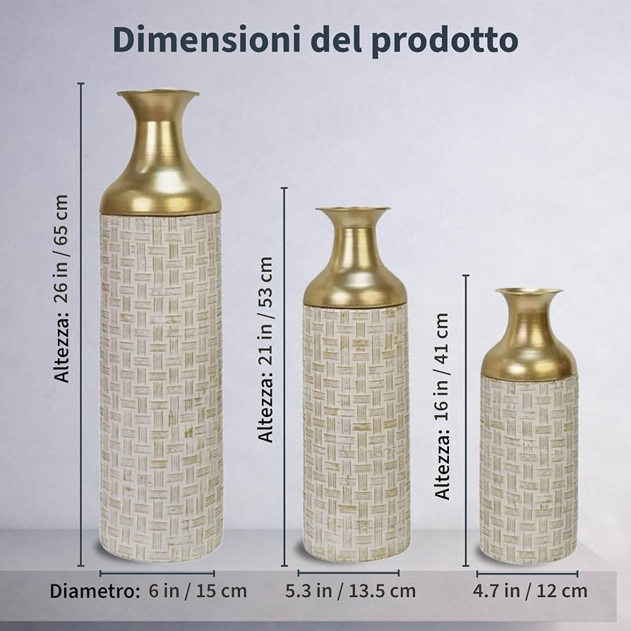 Luxury Golden & Black Decorative Vase Set of 3 – Premium Metallic Home Décor
