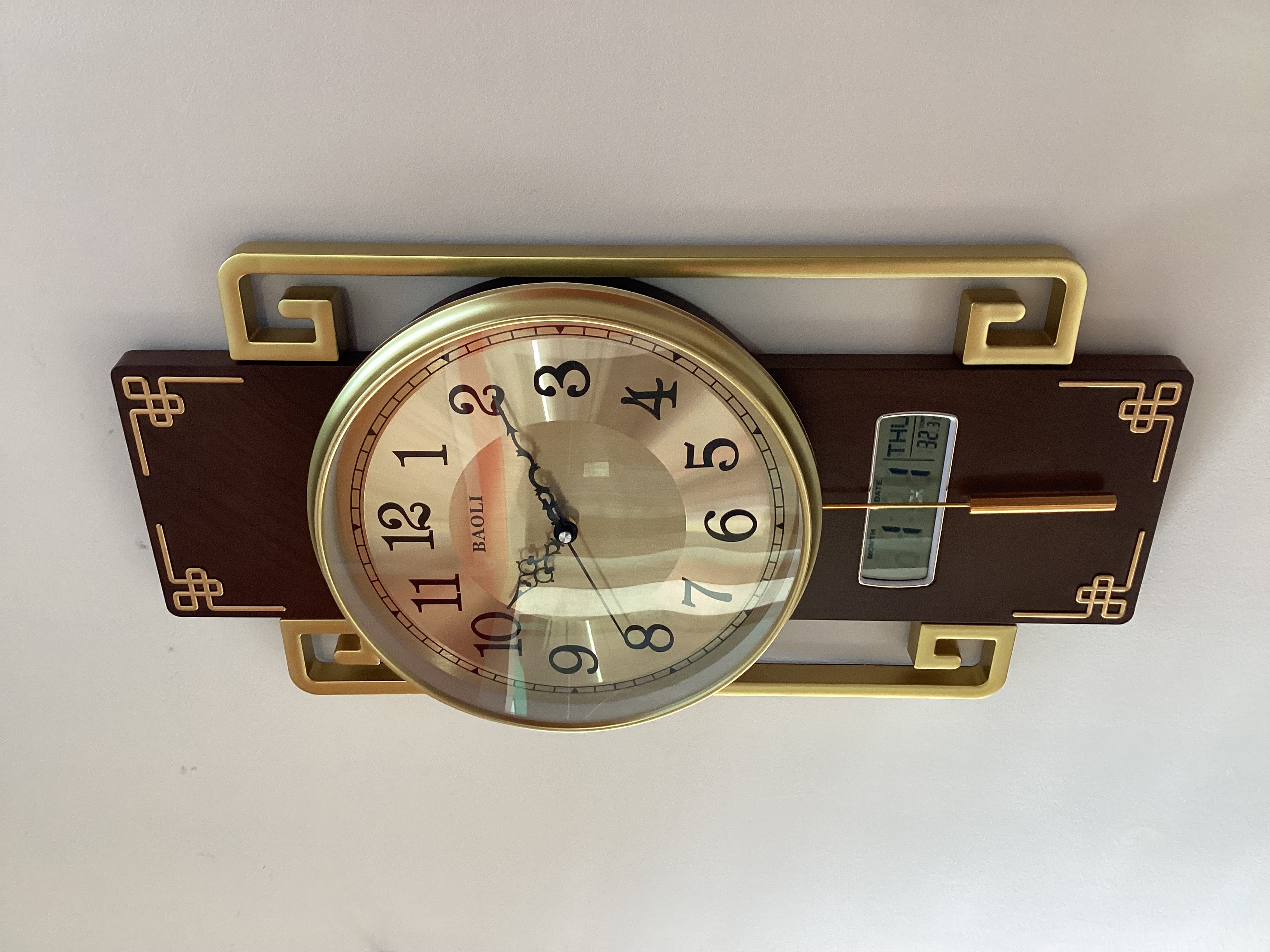 Modern Digital Fibre Body and Metal Pendulum Wall Clock