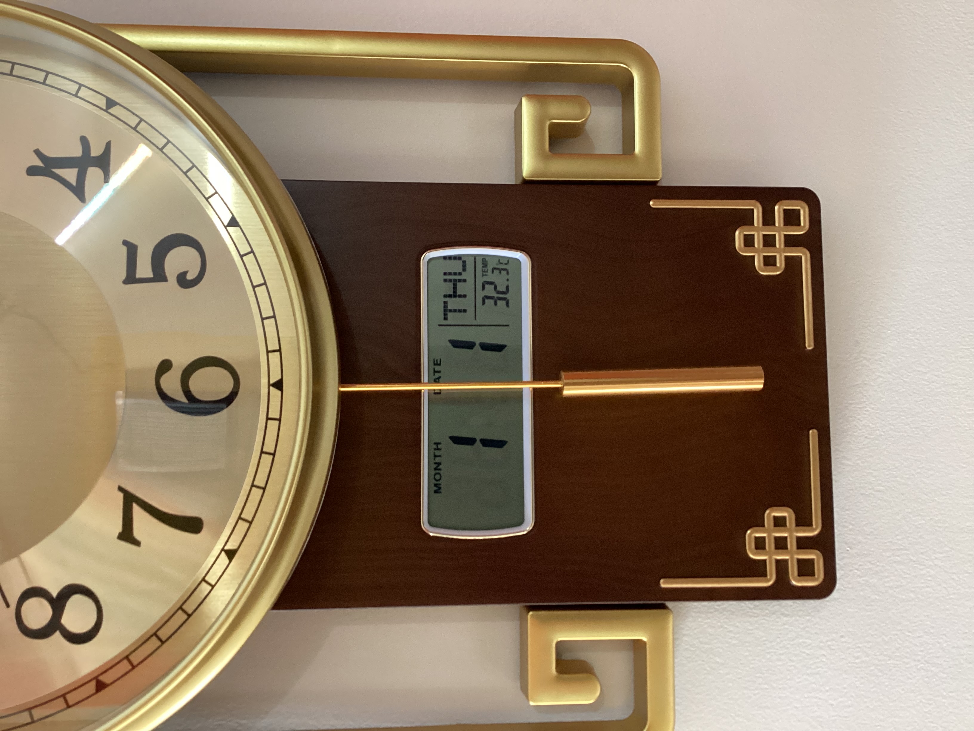 Modern Digital Fibre Body and Metal Pendulum Wall Clock