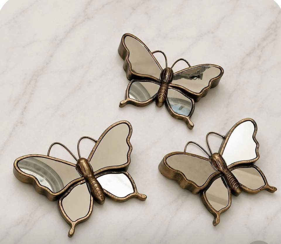 3 Pcs Decorative Beautiful Butterfly Design Wall Mirror for Living Room Entryway Decoration