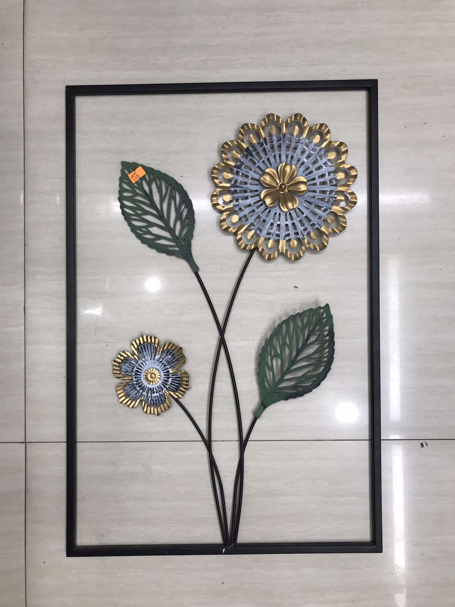 3D Metal Flower Wall Decor with Black Frame | Modern Floral Wall Art